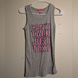 5 More Minutes Gray Tank Top with Pink Text Size Medium